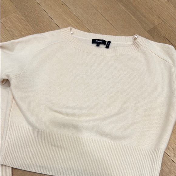 Theory Cream Crew Neck Sweater with Long Sleeves - Picture 4 of 5